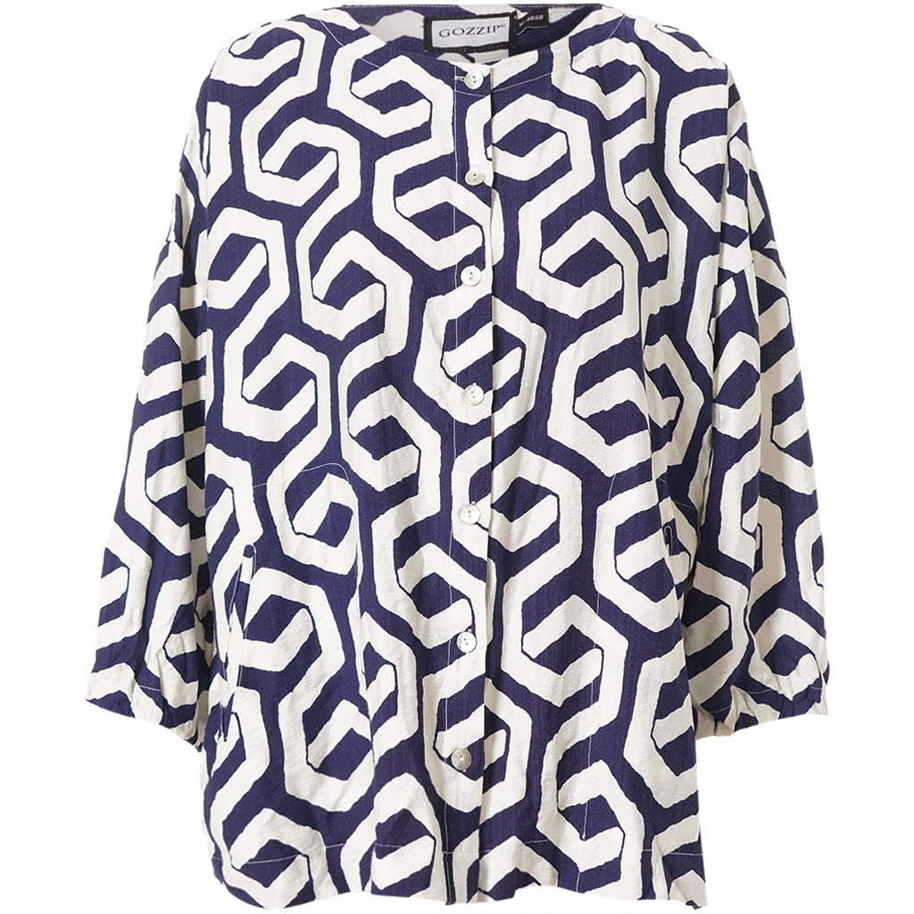 Gozzip Woman GAnnbrit Shirt Shirt Blue offwhite print