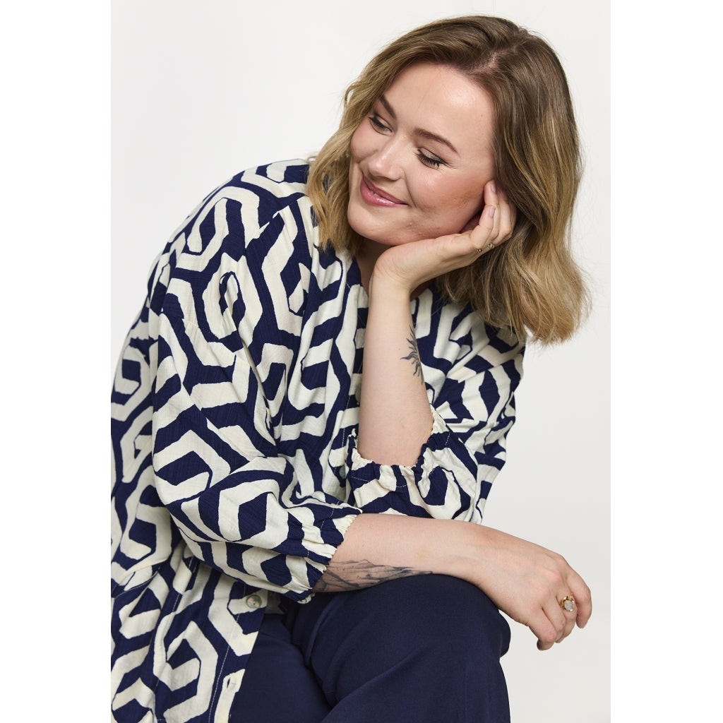 Gozzip Woman GAnnbrit Shirt Shirt Blue offwhite print