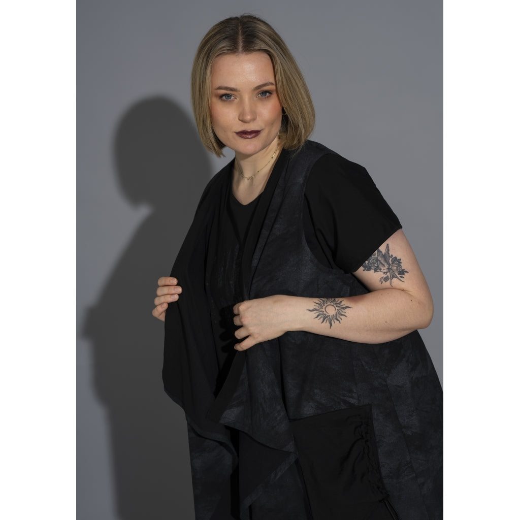 Gozzip Woman GElena Waistcoat long Waistcoat Black