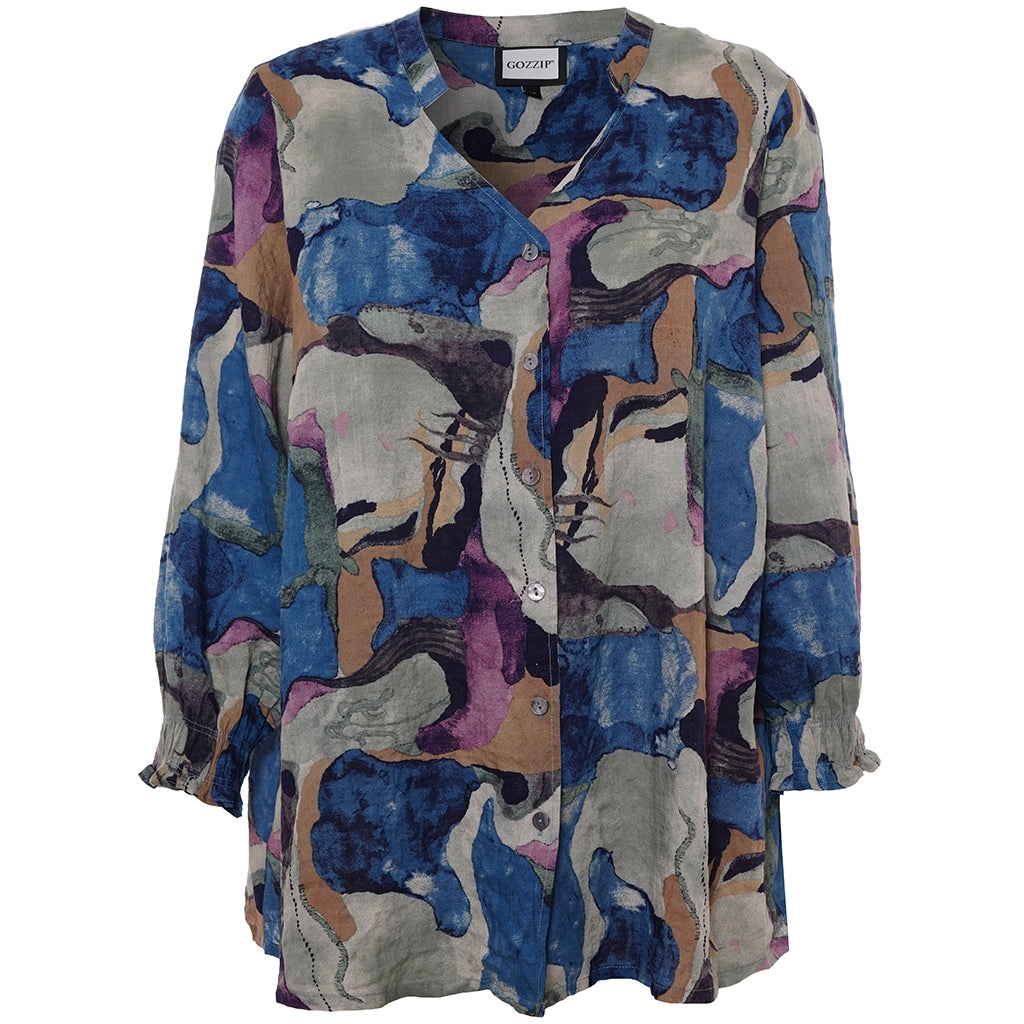 Gozzip Woman GGhita Blouse Blouse Blue print