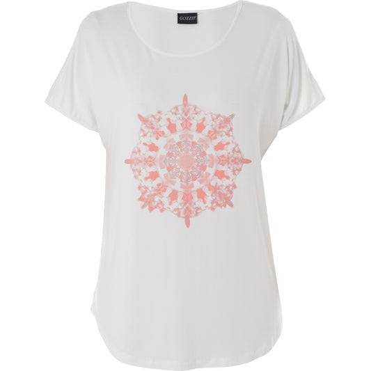 Gozzip Woman GGitte T-shirt with print T-Shirt White/Coral