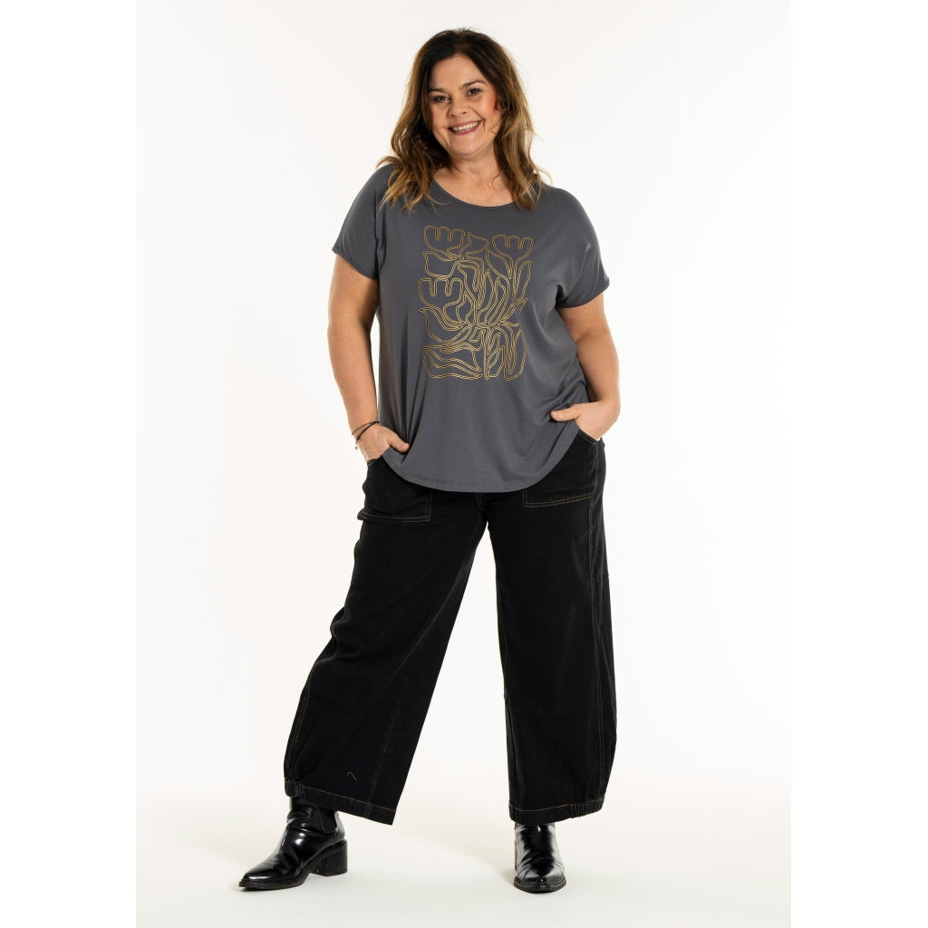 Gozzip Woman GGitte T-shirt with print T-Shirt Charcoal