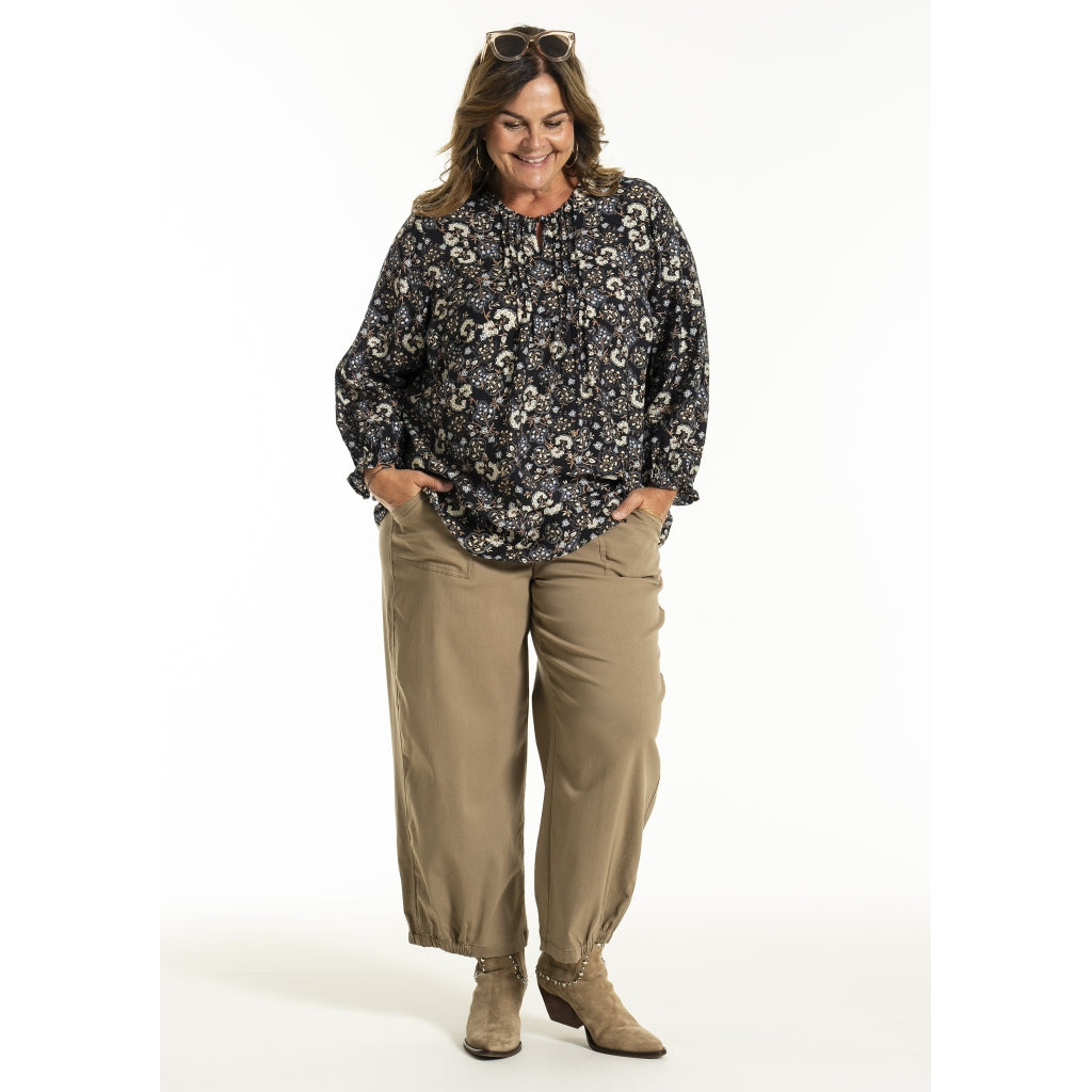 Gozzip Woman GIben Blouse Blouse Black Print