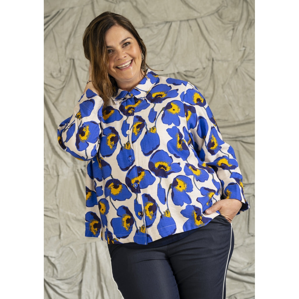 Gozzip Woman GInie Shirt jacket Shirt Jacket Blue print