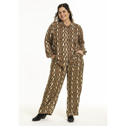 Gozzip Woman GMargrethe Loose Pants Loose Pant Snake Print Brown