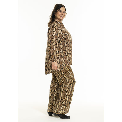 Gozzip Woman GMargrethe Loose Pants Loose Pant Snake Print Brown