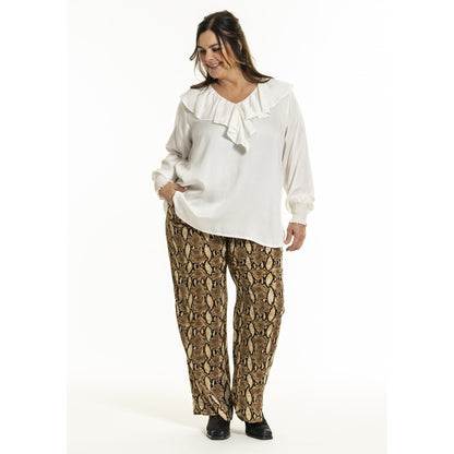 Gozzip Woman GMargrethe Loose Pants Loose Pant Snake Print Brown