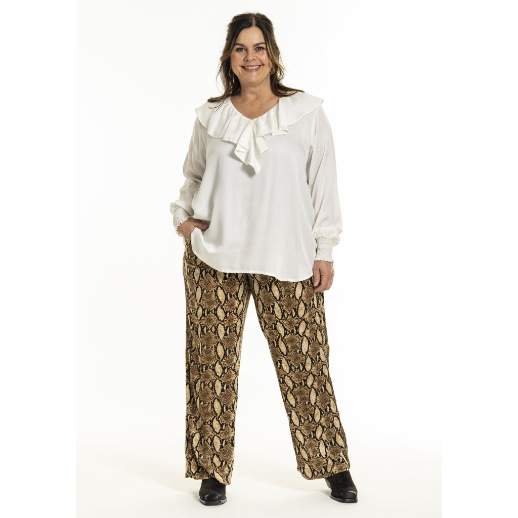 Gozzip Woman GMargrethe Loose Pants Loose Pant Snake Print Brown