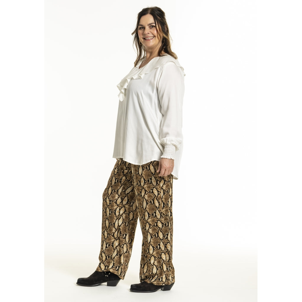 Gozzip Woman GMargrethe Loose Pants Loose Pant Snake Print Brown