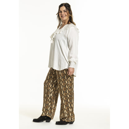 Gozzip Woman GMargrethe Loose Pants Loose Pant Snake Print Brown