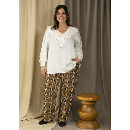 Gozzip Woman GMargrethe Loose Pants Loose Pant Snake Print Brown