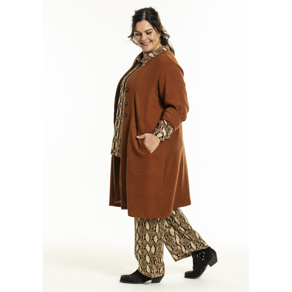 Gozzip Woman GMargrethe Loose Pants Loose Pant Snake Print Brown