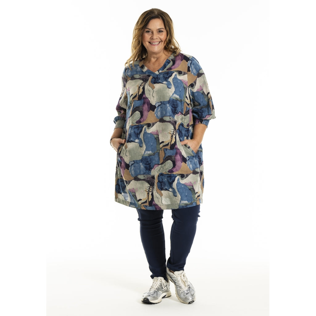 Gozzip Woman GMeta Tunic Tunic Blue print