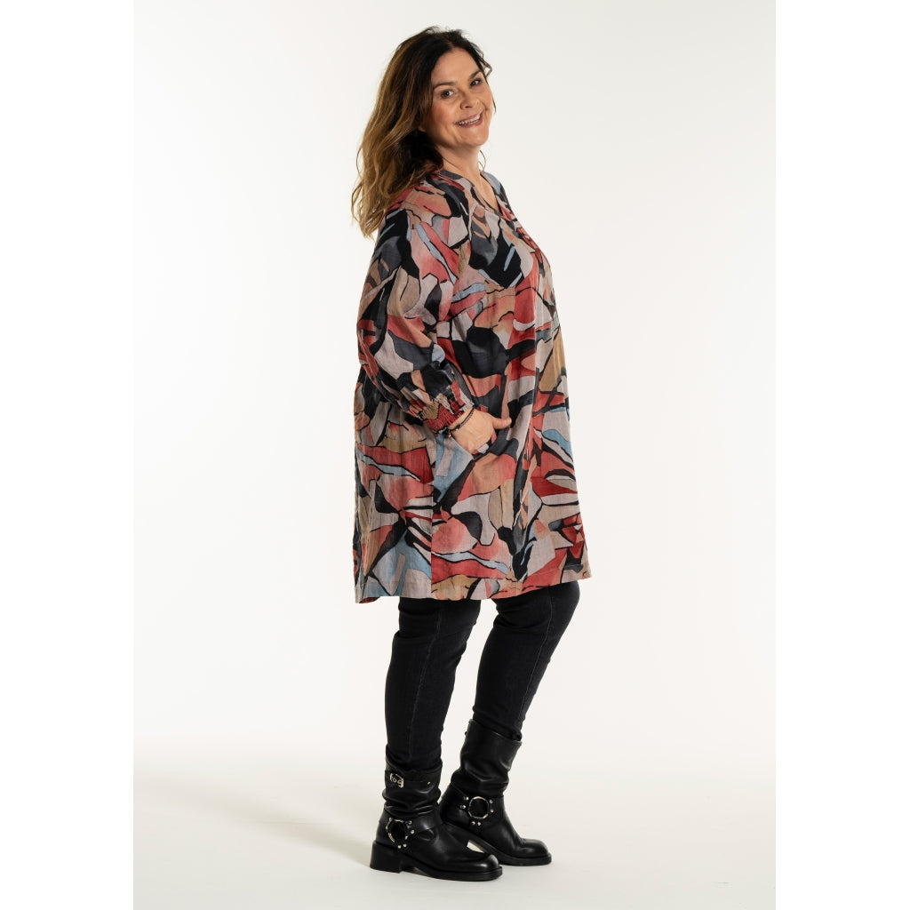 Gozzip Woman GMeta Tunic Tunic Grey-Pumpkin print