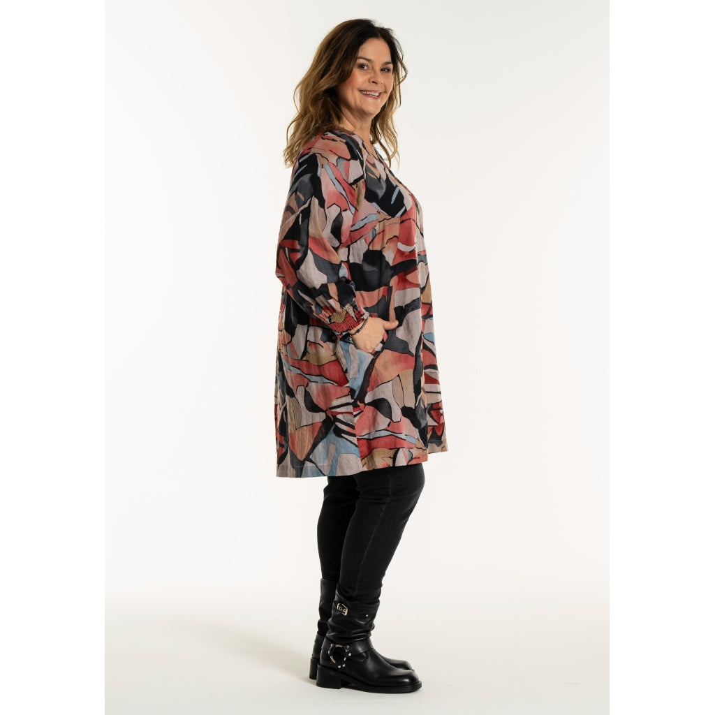 Gozzip Woman GMeta Tunic Tunic Grey-Pumpkin print