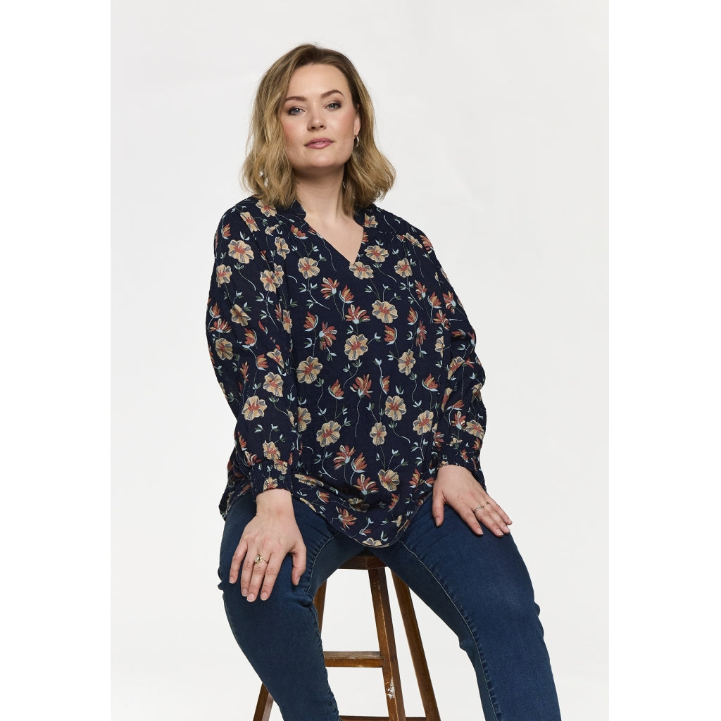 Gozzip Woman GSilke Blouse Blouse Navy Print