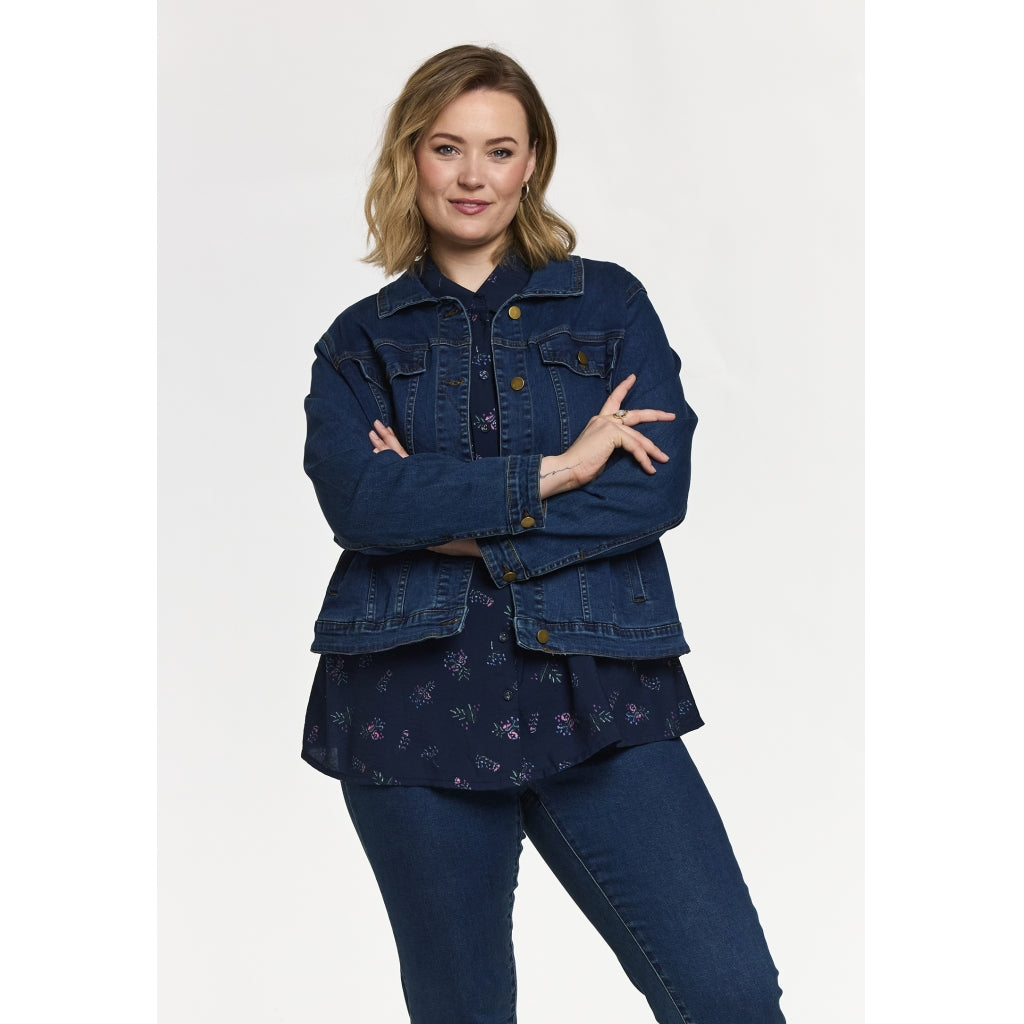 Gozzip Woman Maya Denim Jacket Jacket Dark blue denim