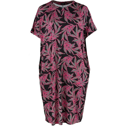 Gozzip Woman Pil Oversize Dress Oversize Dress Black with print