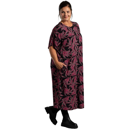 Gozzip Woman Pil Oversize Dress Oversize Dress Black with print